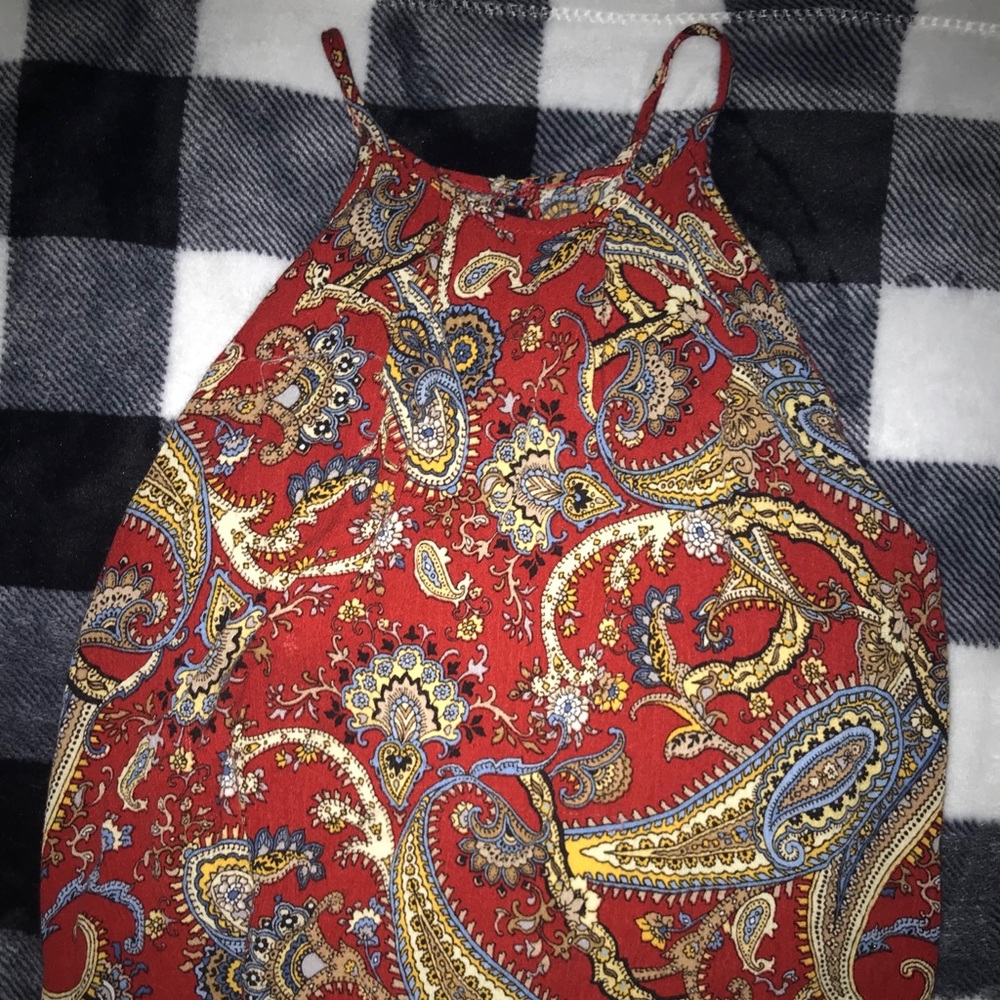 Free people dark red halter silk tank top